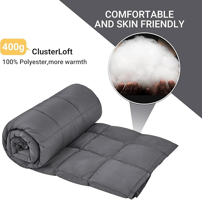 KingCamp Camping Blanket Lightweight, Multifunctional Warm Puffy Outdoor Blanket with Snap Button, Water Repellent, Packable, for Travel, Airplane, Hiking, Picnic