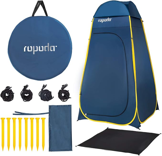 ROPODA Pop Up Tent 83inches x 48inches x 48inches, Upgrade Privacy Tent, Porta-Potty Tent Includes 1 Removable Bottom, 8 Stakes, 1 Removable Rain Cover, 1 Carrying Bag