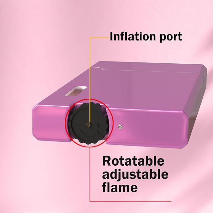 Pink Cute Girl Cool,Butane Jet Torch Lighter,Refillable Windproof Flame Torch Lighters,Adjustable,Long,BBQ Candles Camping (No Gas)