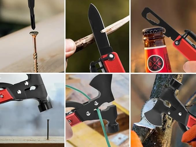 Monoprice 14-in-1 Tool Multi Functional Hammer Axe 18CM with Fabric Bag, Camping Accessories, Gift for Him, Men, Dad, Boyfriend - Pure Outdoor Collection