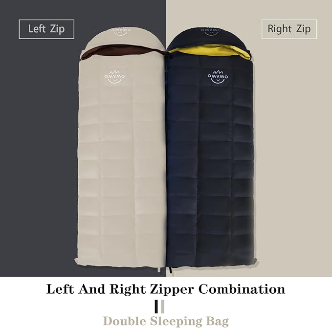 0 20 Degrees F Down Sleeping Bag for Adults,4 Season Cold Weather Rectangle Wearable Down Sleeping Bag for Camping Hiking,Can be Used as Blanket Quilt or Cloak,with Mesh Sack Buckle Strap