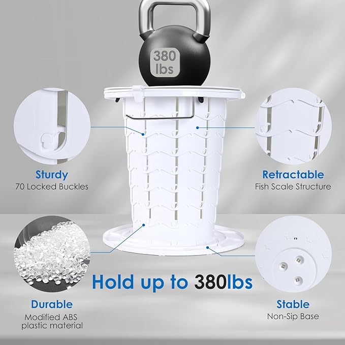 Upgrade Retractable Portable Toilet Travel Toilet Adjustable Height Camping Toilet Portable Potty for Adults Kids White