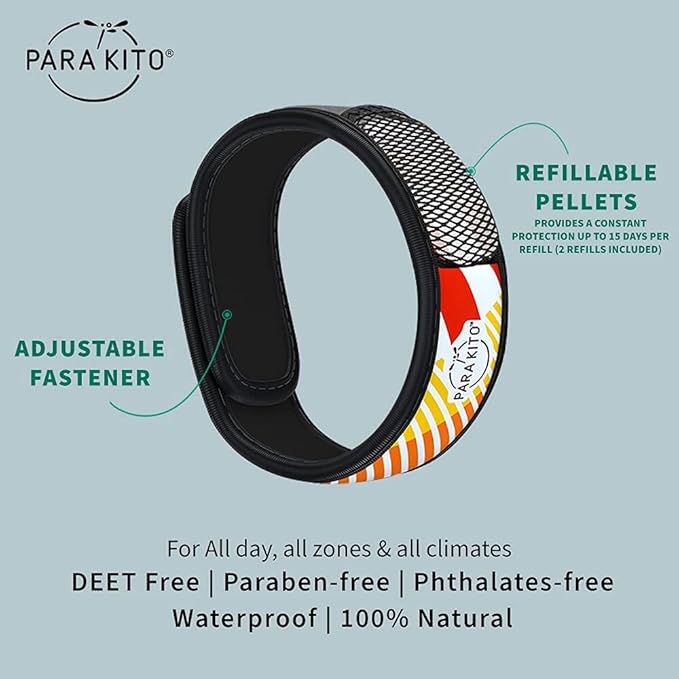 PARA'KITO Mosquito Insect & Bug Protection Wristband - Mosquito Stickers, Bug Spray Alternative - Summer Essentials, Beach Accessories, Hiking & Camping Essentials - Natural Essential Oils (Geometric)