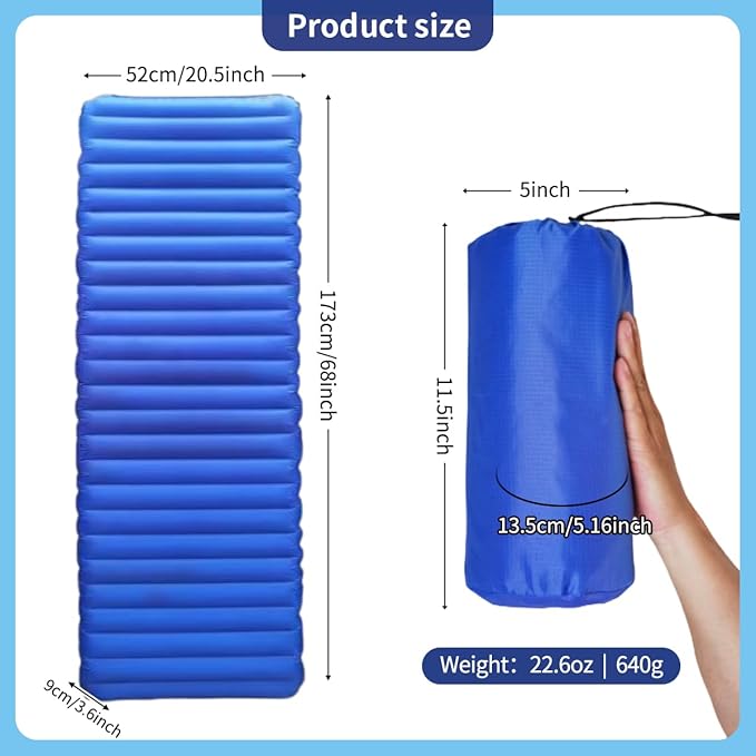 Cold Weather Sleeping Pad, Insulated Sleeping Pad R Value 6.9, Backpacking Sleeping Pad for Camping Cold Weather