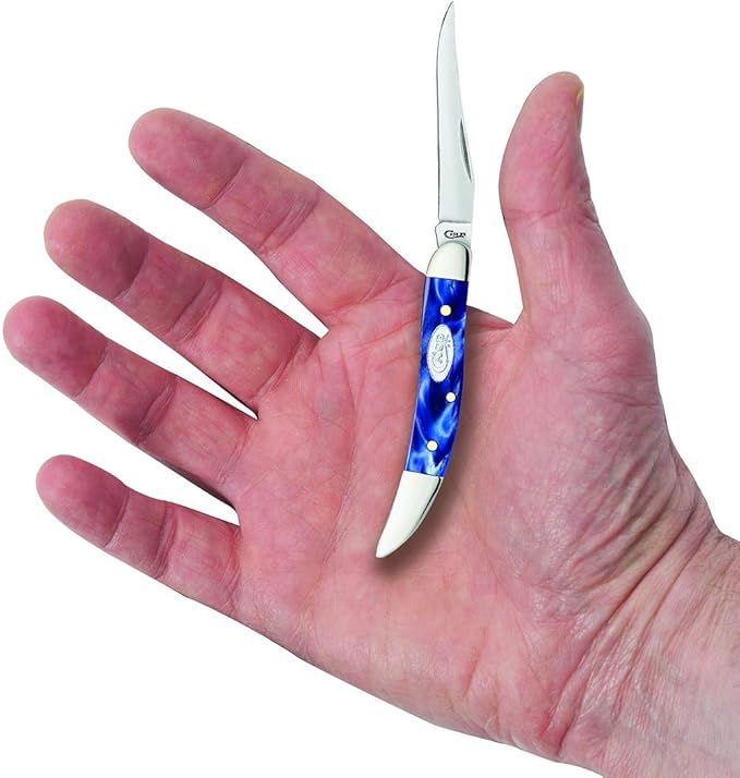 Case WR XX Pocket Knife Small Texas Toothpick Sparxx Blue Pearl Kirinite Item #23437 - (1010096 SS) - Length Closed: 3 Inches