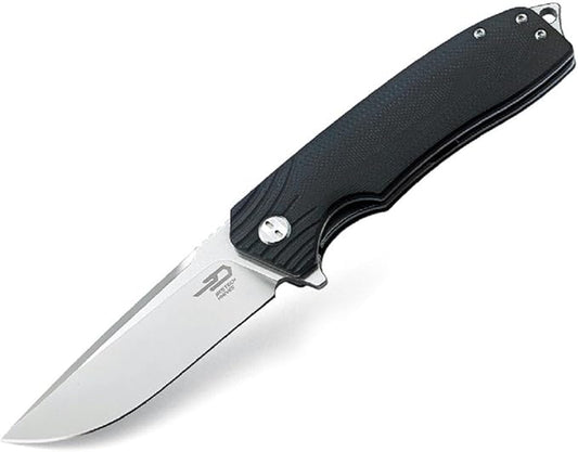 BG01A Folder 3.5 in Plain Edge Blade G10 Handle Hunting-Folding-Knives, Black