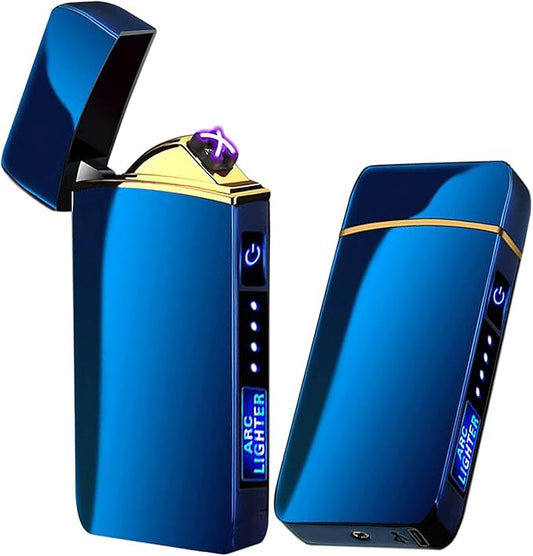 Arc Lighter, Smart Electric Lighter, USB Rechargeable Lighter Windproof Flameless Lighter Lightweight Plasma Lighter for Fire,BBQs,Fireworks,Candle,Camping - Outdoors Indoors (T3-Blue)