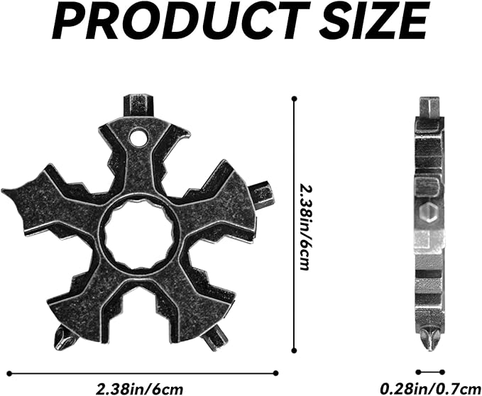 KeyChain MultiTool 18-in-1, Hex Key Allen Wrench Open End Wrench Phillips Slotted Flat Screwdriver Bottle Opener Box Package Cutter Outdoor Multi Tool All in One, Gift for Father Him Her Man Woman