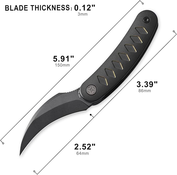 Knife Kage-C03 Front Flipper Knife,2.52" M390 Stonewashed Blade Pocket Knife,3.39" 6AL4V Titanium Handle,Ceramic Ball Bearing with Liner Lock,Outdoor Folding Knife (Gold)