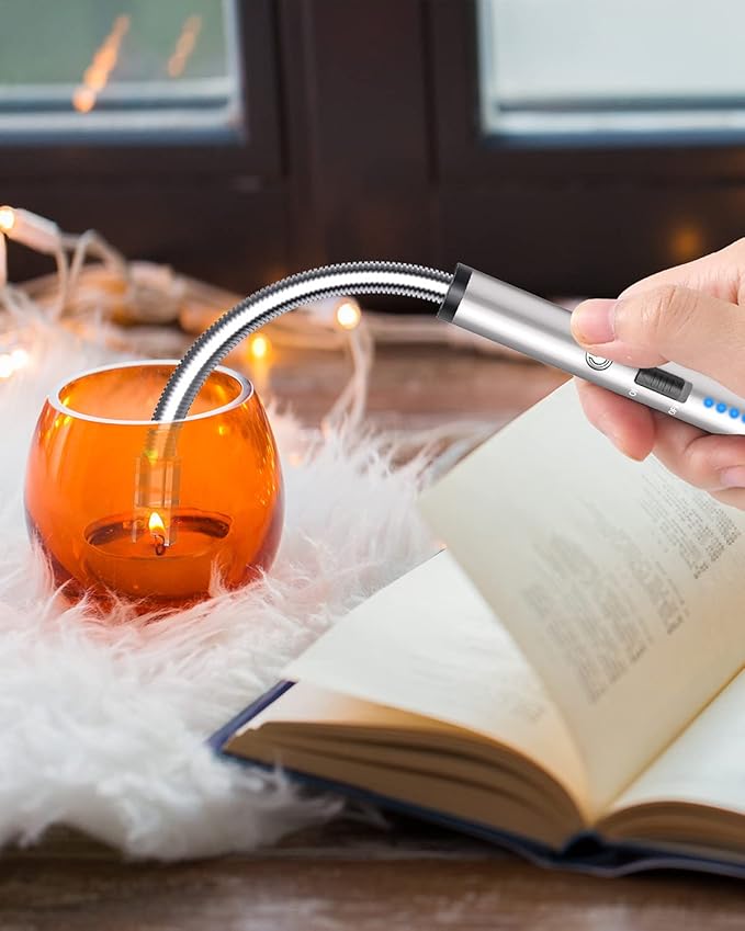 VEHHE USB Lighter, Rechargeable Arc Candle Lighter with LED Battery Display Flexible Neck Lighters Long for Grill Candles Gas Stoves Camping Barbecue