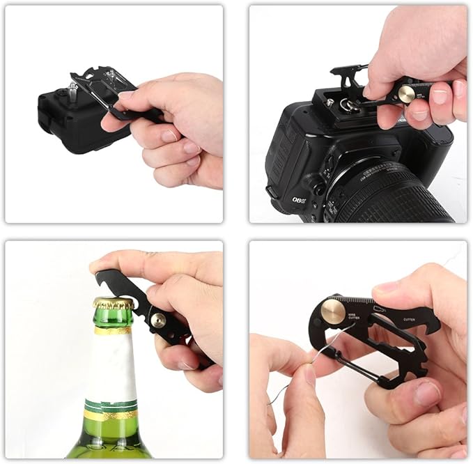 EDC Multifunction Keychain Pocket Tool,Stainless Steel Multi-Purpose Carabiner with Bottle Opener, Wrench, Screw Driver, etc.