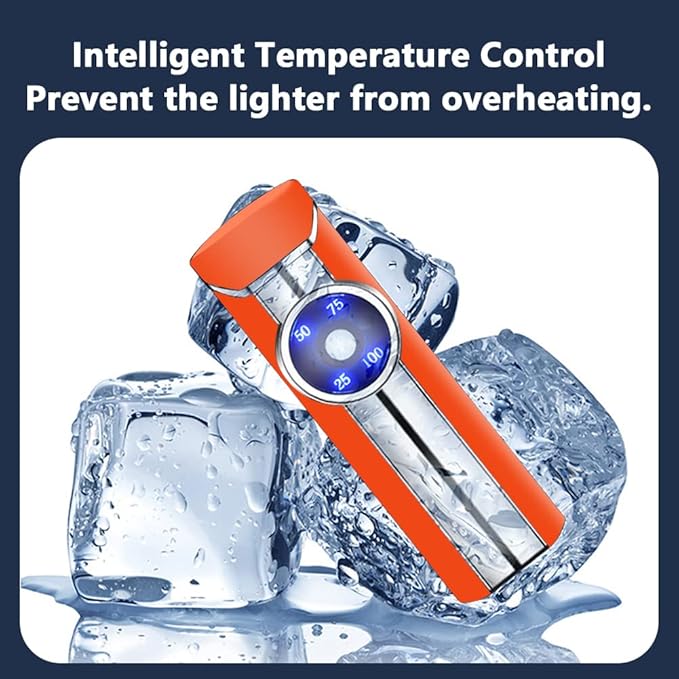 SKRFIRE Arc Lighter Rechargeable USB Lighter Triple Arc Plasma Lighter Windproof Flameless Electronic Lighter Portable Lighter with Smart Safety Switch for Outdoor Camping, Hiking, Travel (Orange)