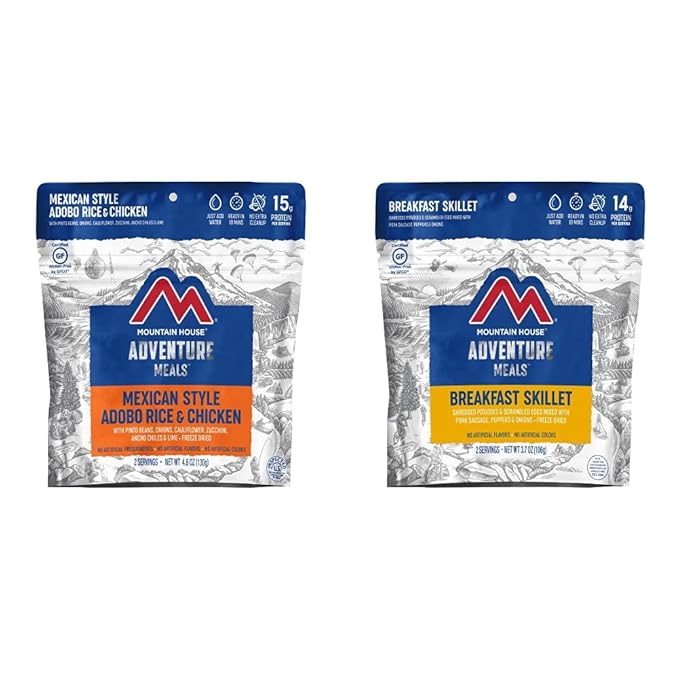 Mountain House Mexican Style Adobo Rice & Chicken, 2-Servings | Gluten-Free & Breakfast Skillet | Freeze Dried Backpacking & Camping Food | 2 Servings | Gluten-Free
