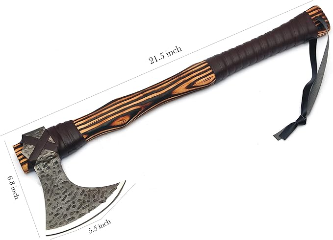 Handmade Viking Axe Real Carbon Steel Axe with Leather Sheath Camping Bearded Axes & Hatchets Hunting Axe Valentine's Day Gift, Camping & Hiking | Knives & Tools | Birthday Gift for him (VK-Ax-5)