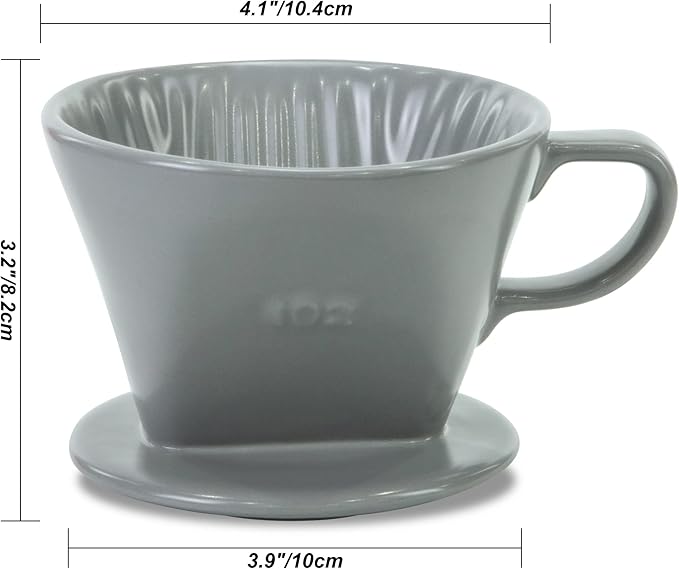 Pour Over Ceramic - Coffee Dripper Ceramic Coffee Maker with 3 Holes Flat Bottom, Porcelain Slow Filter Cone for Travel, Camping, Office, Home, Coffee Maker Brewโฆ