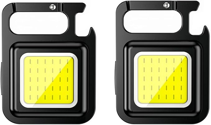 2 Pack COB Mini LED Flashlight Keychain Light Multifunctional Portable COB Camping Flashlights USB Charging Work Lights Fishing Lanterna(2 Pack)