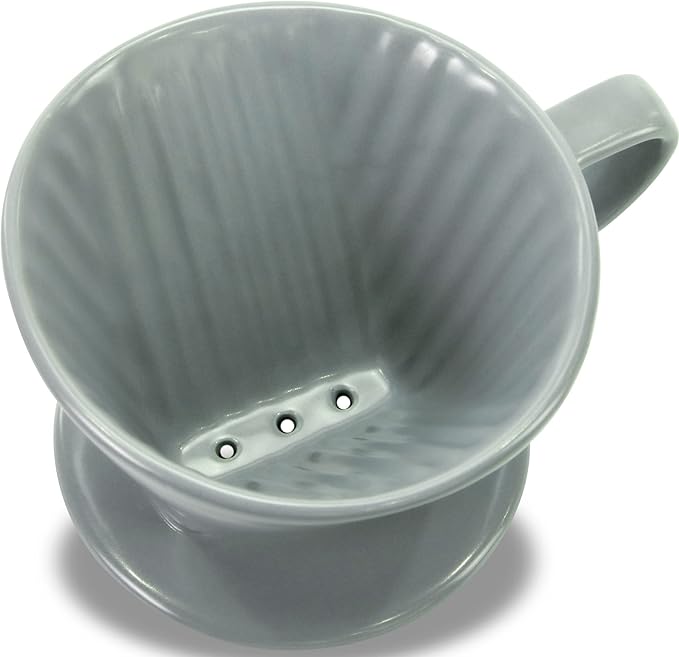 Pour Over Ceramic - Coffee Dripper Ceramic Coffee Maker with 3 Holes Flat Bottom, Porcelain Slow Filter Cone for Travel, Camping, Office, Home, Coffee Maker Brewโฆ