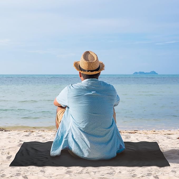 Ainiv Picnic Blanket, Mini Pocket Beach Mat 27.5 x 43.3IN (1-2 People) Foldable, Lightweight Waterproof Sand Free, Foldable Thin Ground Sheet for Outdoor Camping Hiking Travel - with Hand Strap