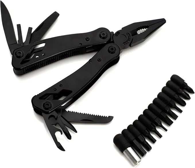 All In One Tool ToolMultitool Needle Nose Plier, Stripper, Wire Cutter,Bottle Opener,Can Lifter,Cross Screwdriver, Screwdriver,Slotted Screwdrive for Outdoor, Survival, Camping, Hunting and Hiking