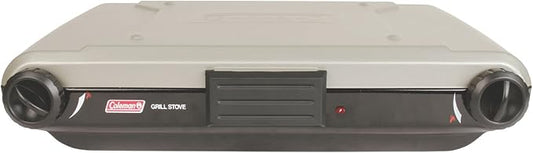 Coleman Tabletop 2-in-1 Grill & Stove with 2 Adjustable Burners, Propane Grill/Stove with Push-Button Starter, Wind Guards, Grease Tray, & 20,000 BTUs of Power for Camping, Tailgating, & More