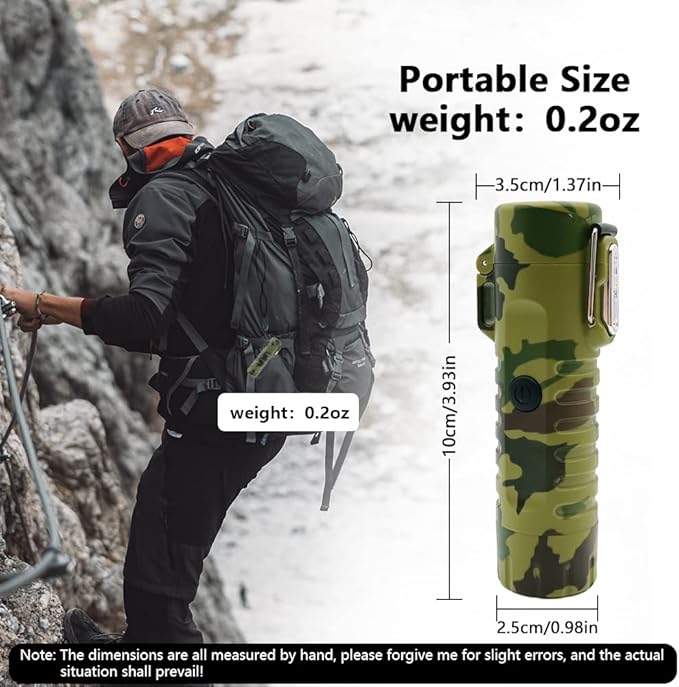Electric Lighter Rechargeable, Waterproof Lighter Plasma Lighter with Flashlight Windproof ARC Lighter Flameless for Camping Hiking(Camouflage)