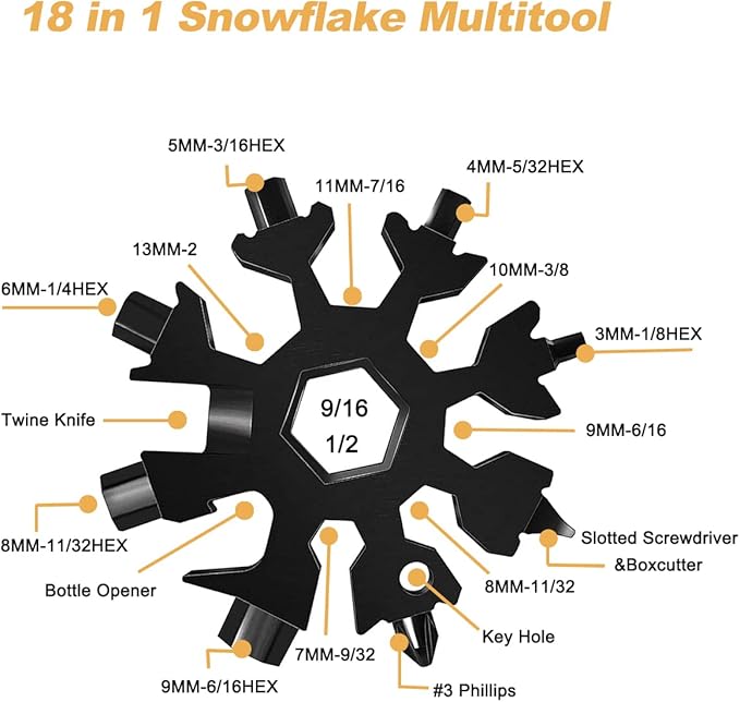 Stocking Stuffers for Adults Men, 2 Pack 18 in 1 Snowflake Multitool, Christmas Gifts for Men, White Elephant Gifts for Adults, Gifts for Dad Who Have Everything, Tool Gift for Him Women Husband Boys