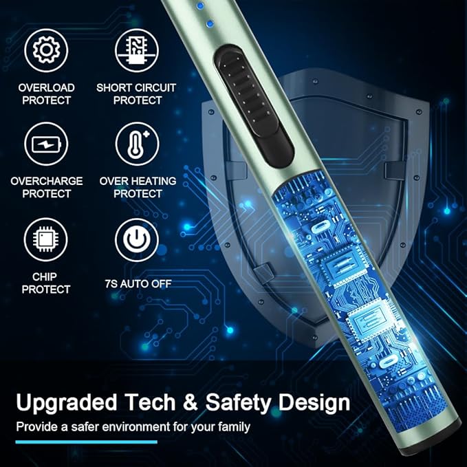 ARECTECH Electric Candle Lighter Rechargeable Lighter Arc Plasma Lighters for Candle Kitchen Camping Christmas Type-C Green