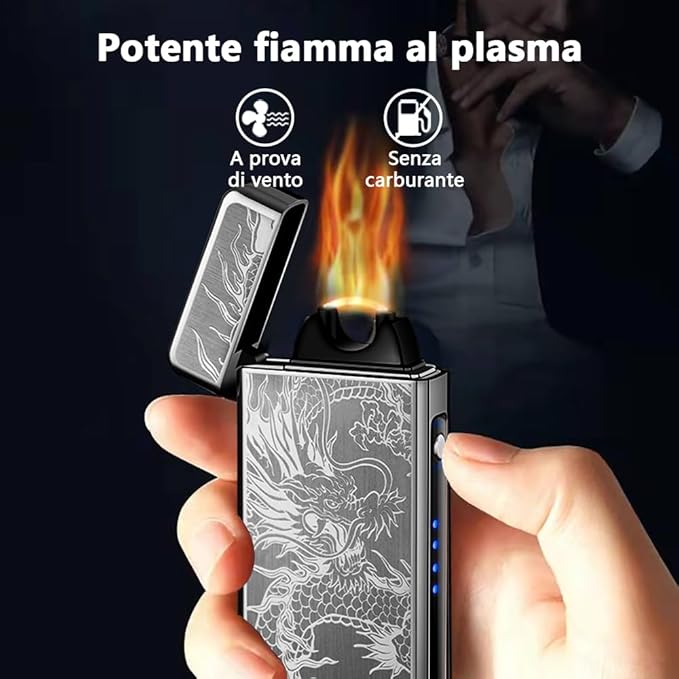 YOZWOO Arc Electric Lighter Rechargeable USB Lighter Plasma Large Flame Lighter Cool Electronic Lighter Windproof Lighter with Smart Long Life Chip for Outdoor Camping, Hiking, BBQ (Black Dragon)