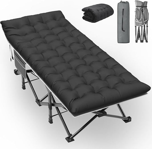 Slendor Oversized XXL Camping Cot, Folding Cot for Adults, 79" L x 32" W x 19" H Sleeping Bed with Mattress, Carry Bag, Camp Cot Bed for Travel, Guest, Support 500lbs