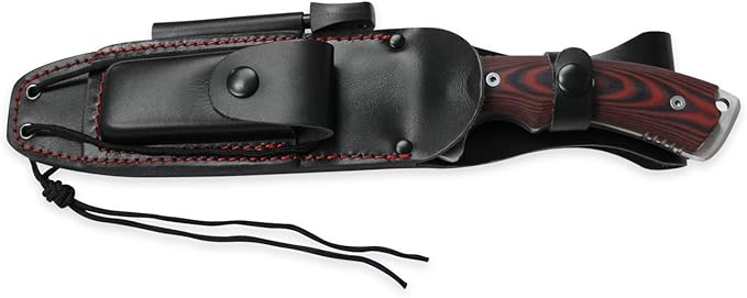 iField 150 Survival Camping Fixed Blade Knife with red Micarta Handle and 440C Blade Steel, 58-60 HRC of Hardness, Camping Tool for Fishing, Hunting, Sport Activity