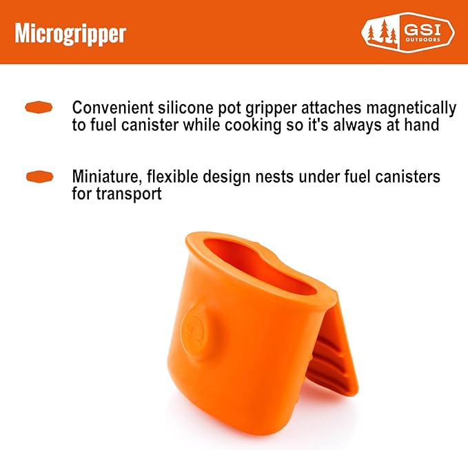 GSI Outdoors MicroGripper - Heat-Resistant Non-Slip Magnetic Silicone Pot Gripper for Indoors & Outdoors - Orange, 2” inch