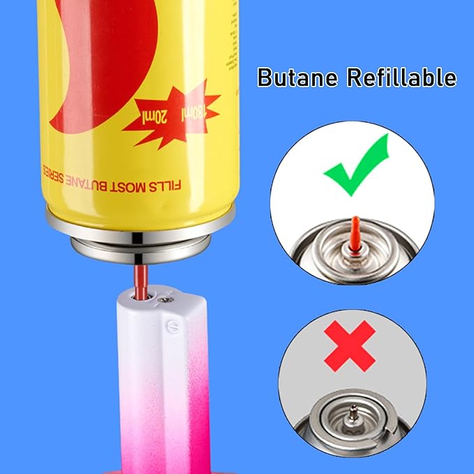 Torch Lighter, 2Pcs Mini Butane Refillable Gas Lighter with Lockable Function, Portable Adjustable Jet Flame Windproof Lighter for Kitchen, Indoor, Outdoor, Grill, Camping(Without Butane)-Red