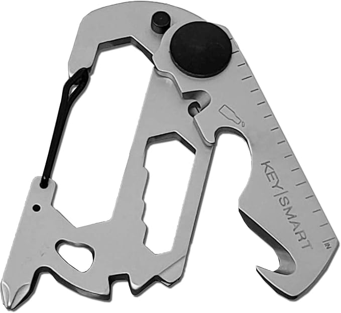 KeySmart AllTul Vulture - 10-in-1 keychain multitool with Bottle Opener, Wrench, Carabiner, Philips Head, Wire Cutter, Flat Head, Spoke, Cutter, Ruler and Keyring Hole, Tool for Camping, Fishing Etc.