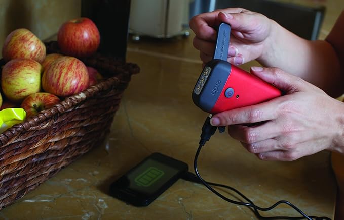 Eton - American Red Cross Clipray Crank-Powered, Clip-On Flashlight & Smartphone Charger,Cherry Red,Hand Crank, Hands Free Carabiner Clip, Pack of 2