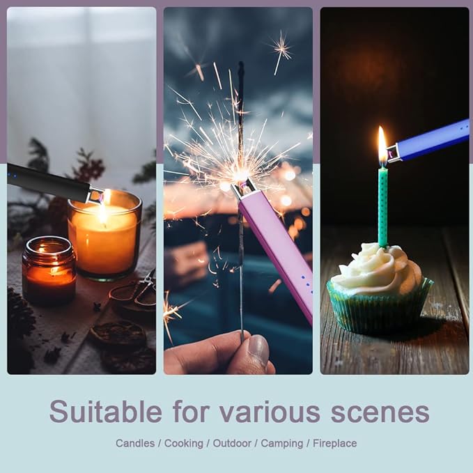 Electric Lighter Arc Windproof Flameless USB Lighter Rechargeable Lighter with Safety Lock for Candle BBQ Camping (Dark Blue)