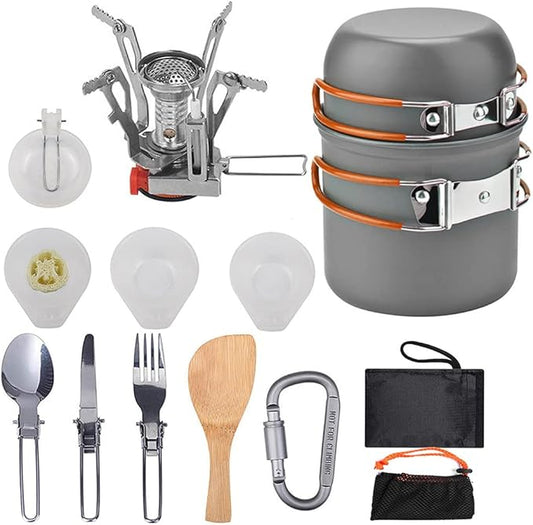 aiGear Camping Cooking Set Cookware Mess Kit with Storage Bag Pot Pan and Teapot Set Camping Accessories for Outdoor Camping Hiking Picnic Portable and Lightweight Aluminum