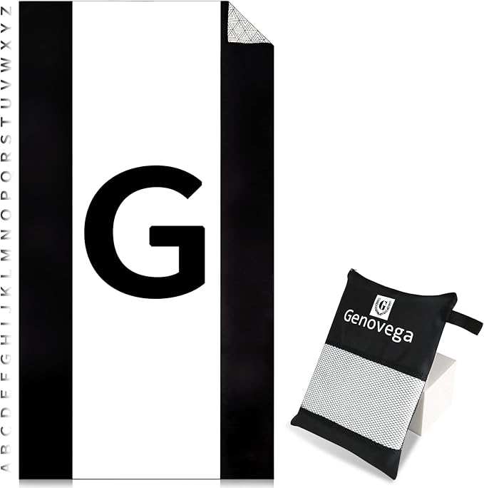 Genovega Oversized Monogrammed Microfiber Beach Towels Sandproof Compact for Men Women