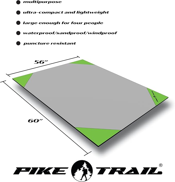 Pocket Blanket -Compact Picnic Blanket (60"x 56") - Sand Proof Beach Blanket / 100% Waterproof Ground Cover. Great Outdoor Blanket for Hiking, Camping, Picnics, Travel and Beach Trips!