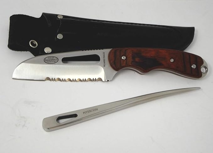 Tested at Sea Pro Wood Offshore System Knife Marlinspike Leather Sheath Rigging Tool System W100P