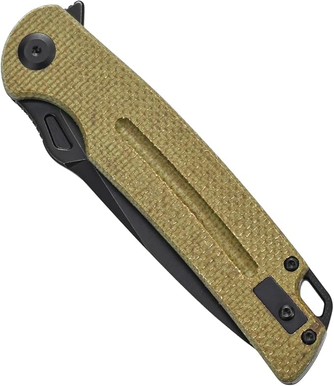 Sitivien ST137 Folding Knife,D2 Satin Blade,Micarta Handle EDC Tool Knife for Outdoor Hiking Camping Fishing(Green)