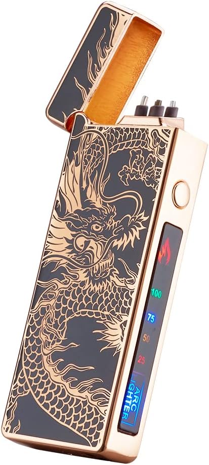 Custom Electric Lighter Personalized Kitchen for Candle Gift Windproof USB Rechargeable Dual Arc for Camping Christmas Father's Day Valentine's Day… (Custom) (Black Dragon)