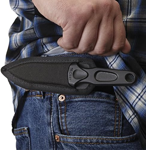 CRKT Sting Fixed Blade Knife with Sheath: Everyday Carry Boot Knife, Double Edged Powder Coated Stainless Steel, Contoured Handle, Nylon Sheath with Strapping for Carry Options 2020