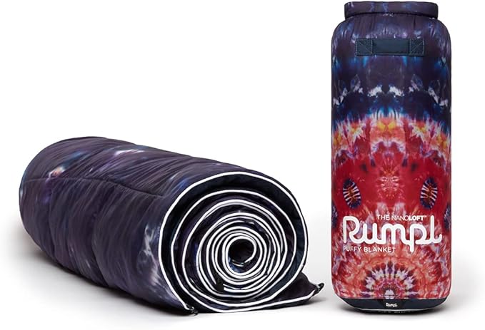 Rumpl The NanoLoft Puffy Blanket | Indoor Outdoor Camping Blanket for Traveling, Picnics, Beach Trips, Concerts | 52" x 75" | Cosmic Soul, 1-Person