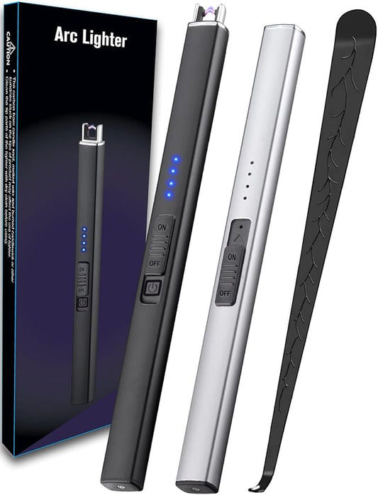 2 Pack Electric Candle Lighter Long Lighter USB Rechargeable Lighter Arc Flameless Plasma Windproof for Candle Camping