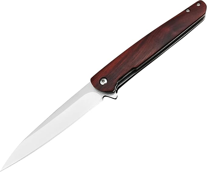 HUAAO 8.5’’ Folding Knife, Pocket Knife with Clip, Liner Lock, Flipper Open, for Hunting Survival Hiking Camping