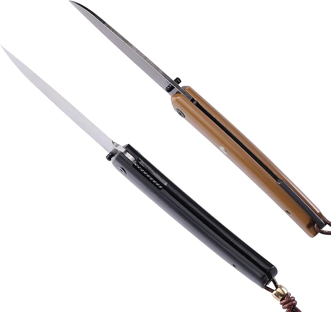 Petrified fish PF719 Folding Knife,3.34" 12C27N Steel Blade, G10 Handle Thumb Stud Liner lock Pocket knife (Satin Blade with G10 Handle)