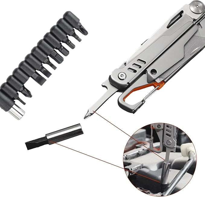 Multitool Pliers with Carabiner - 15-in-1 Keychain Multi tool for Men Replaceable Blades Screwdrivers Pocket Knife Bottle Can Opener File Ruler Scissors Survival Camping Gear Sheath Belt Clip