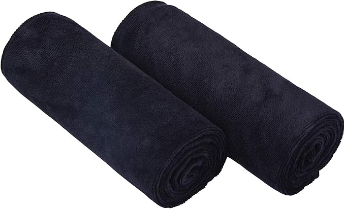 Home Gyms Towel for Men Women Microfiber Gym towels Cycling Workout Sweat Towel Set Quick Dry Exercise Sports Travel Towel Fast Drying 2-Pack (Black x2)