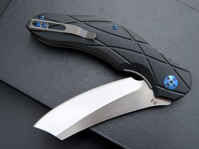 Eafengrow EF919 Folding Knife with Pocket Clip D2 Steel Blade G10 Handle Scales EDC Tool Outdoor Knives for Camping Fishing Hiking(Black)