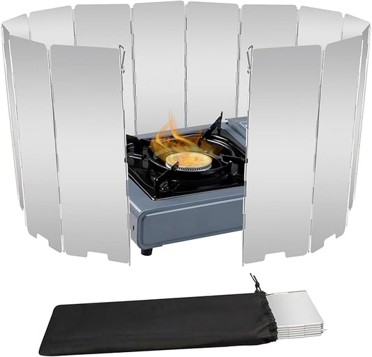 Stove Windscreen, 14 Plates Aluminum Stove Windshield with Drawstring Bag, for Camping, Butane Stoves(14 Plates)